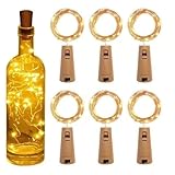 Koboko 6 Stück LED Flaschenlicht,Flaschenlichterkette Korken,2M 20LED Lichterkette für Flaschen,Lichterkette Flasche mit Batterie,Warmweiß Lichterketten für Geburtstag Party,Hochzeit,Weihnachten Deko