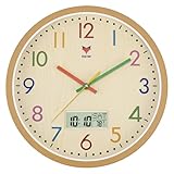 Foxtop Kinder Funk Wanduhr, Geräuschlos Lautlos, Kinderuhr Bunt Uhr für Jungen Mädchen Kinderzimmer Schlafzimmer Küche Wohnzimmer Schule 30 cm
