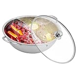 Hot Pot Topf Edelstahl 28cm Hotpot Doppelter Topf Kochtopf Shabu Hot Doppelflavor Pot Doppelseitig Pot Küche Dual-Hot Pot Induktionskochfeld mit Trennwand für Party