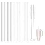 10Stück Strohhalme für Stanley Cup, Klare Strohhalme, Wiederverwendbar Strohhalm Geeignet für 20/30/40oz, Tritan-Material, BPA-Frei, 10 Stück Strohhalm mit 2 Reinigungsbürsten (30cm)