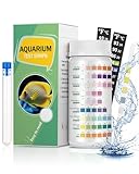 Pawfly 9 in 1 Aquarium Teststreifen Aquarium für pH Chlor Nitrat Nitrit Karbonat Härte Gesamtalkalität Eisen Kupfer Wasser Monitoring Kit mit Teströhrchen Thermometer, 100 Streifen