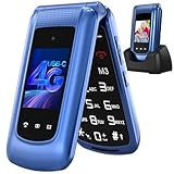 uleway 4G Seniorenhandy Klapphandy ohne vertrag, seniorentelefon mit groüe Tasten,2.4' + 1.77' Duales Display, Lange Standby Zeit Senioren Handy Mit SOS Notruftaste,flip Handy mit Ladestation Bleu