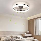 JOJOM LED Ventilator Deckenventilator Mit Beleuchtung Leise Deckenventilator Mit Stufenlos Dimmbare Deckenleuchte Wohnzimmer Schlafzimmer Büro Metall Acryl Lampe,3000K-6500K Mit Fernbedienung (Color