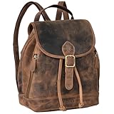 STILORD 'Allison' Rucksack Damen Modern Leder Vintage Daypack Klein Cityrucksack Rucksackhandtasche für Shopping Arbeit Reisen Echtleder, Farbe:calais - braun