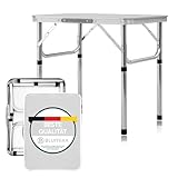 Klapptisch Campingtisch - Verstellbare Höhe und Tragegriff - Superleicht aus Aluminium - 75x55x26/60cm – Faltbarer Garten- und Balkontisch