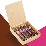 Salami Wurst Sticks in Holzkiste vom Metzgerweltmeister Freyberger in Geschenk-Box | Nürnberger Wurst & Fleisch Geschenkideen | lustiges Geschenk | Wurstsnack aus regionalem Fleisch