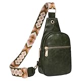 SZFRYEU Brusttasche Damen Sling Bag, Bauchtasche Damen, Klein Crossbody Bag PU, Bodybag Stylisch, Schultertaschen, Sport, Reisen, Einkaufen Weiß (Grün, One Size)