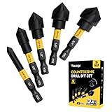 TOLESA 5-teiliges Kegelsenker-Bohrer-Set mit 82 Grad, 5 Rillen, Nitrid-Beschichtung, HSS 1/4 Zoll Sechskantschaft, Senkkopfbohrer für Holz, Metall, Kunststoff in den Größen 1/4 Zoll, 3/8 Zoll, 1/2
