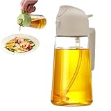 GodbTG 2 In 1 Glass Oil Sprayer & Dispenser, Oil Sprayer for Cooking, 2 In 1 Olive Oil Dispenser Bottle for Kitchen, 17oz/470ml Premium Glass Oil, Olive Oil Sprayer (White)