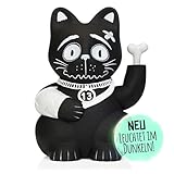 Pechkeks 8901001 schwarze Winkekatze, beweglicher Arm, batteriebetrieben, 14 cm hoch, Kunststoff