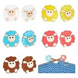 nbeads 10 STK. 5 Farben Schaf-Stricknadel-Stopper, Nadelspitze Protektoren Tierform Silikon Perlen Focal Perlen für Stricken Zubehör DIY Handarbeiten