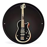 FZQVSGW Schwarze Gitarren-Wandkunst, Eisenbild, kreisförmiges Veranda-Dekor, Bauernhaus-Metall-Bild, moderne Metall-Wanddekoration für Zuhause, Wand, Badezimmer, Dekoration, 30 x 30 cm
