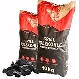RHINOROCK Profi-Grillkohle 20 kg (2X 10 kg) – Premium Buchenholzkohle für BBQ, Smoker & Dutch Oven – Lange Brenndauer & Wenig Asche