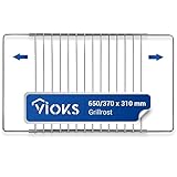 VIOKS Grillrost Edelstahl & Rost für Backofen Gitterrost 370/650x310mm / Backofenrost ausziehbar Ofen Gitterrost für Backofen/Backofen Rost Gitter/Gitterrost Backofen mit Schraubverschluss