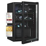 Exquisit Glastürkühlschrank GKS120-GT-160C schwarz | Nutzinhalt: 118 L | Türschloss | 3 Gitterablagen | Umluftventilator | Standgerät