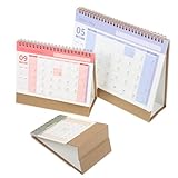FONDOTIN 3 Stück Teiliges Desktop-kalender Spiralbindung Kleiner bis Großer Tischkalender für Büro und Zuhause Modernes Design Stabiles Standfuß Beschreibbar Praktischer Monatsplaner