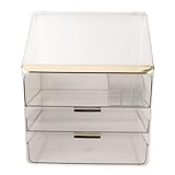 NOENNULL Make-up-Organizer mit Schubladen, Transparenter 3-lagiger Make-up-Organizer mit Lippenstifthalter, Staubdichter Make-up-Aufbewahrungsbehälter, Badezimmer-Organizer und