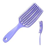 Belüftete Massage-Haarbürste, biologische Entwirrungsbürsten, gebogenes, belüftetes Design für schnelles Trocknen, Kopfhautmassage und Haarpflege, leicht, für Damen, Herren, lockiges und glattes Haar
