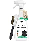 Emma Grün® Lederreiniger Auto & Alcantara Reiniger 500ml [+WILDLEDERBÜRSTE] - Lederpflege für Autositze - Kunstleder & Wildleder - Leder Reinigung Schuhe - Made in Germany