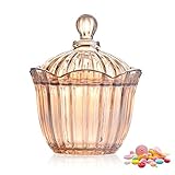 Mafagwre Bonboniere Mit Deckel, Glas Bonbonbehälter Mit Deckel, Zuckerdose, Glasdosen Bonbongeschirr, Blumenbonbon-Glas, Dekorative Bonbonbuffet, Süßigkeiten Glas, Süßigkeiten Aufbewahrung (B)