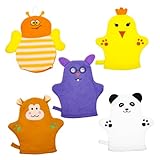 Kisangel 5 Stück Badehandschuhe Reiben Neugeborenes schrubben Kleinkind Babys handtücher Waschlappen Musselin Babywaschlappen für Neugeborene duschhandschuh Kinderbad Baumwolle