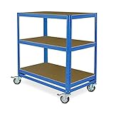 BRB Kommissionierwagen/Etagenwagen mit 3 Ebenen, BxTxH 900x500x1030 mm, Tragkraft 200 kg (blau)