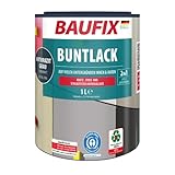 BAUFIX Buntlack anthrazit, seidenmatt, 1 Liter, Lackfarbe, wasserverdünnbar, für innen & außen, geeignet für Holz/Zink/Beton/Eisen/Mauerwerk