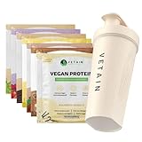 Vetain Vegan Protein Probierset + GRATIS Shaker - 7 Sorten á 30g - Bio Veganes Proteinpulver - Bestens verträglich, natürlich lecker - Eiweiß ohne Süßungsmittel, Allergene