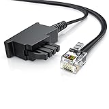 CSL - 1m Telefonkabel TAE-F Stecker auf RJ11 Stecker - Int. Norm 6P4C / 4-polig belegt - Flachkabel - von analoger Telefondose zum Telefon Fax Modem Router Anrufbeantworter, 1 Meter schwarz