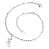 Engelsrufer Fußkettchen für Damen mit Flügel-Anhänger, Edelstahl, verstellbare Länge, nickelfrei, Allergiker geeignet