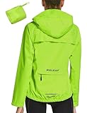 BALEAF Fahrradjacke Damen Regenjacke Wasserdicht Atmungsaktiv Wanderjacke Windbreaker Sommerjacke Outdoor Jacken Leichte Windjacke Trekking Regenjacke Radjacke Fluorescent Gelb XL