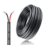 20AWG 2x0,5mm² 20Meter Elektrokabel 2-adrig Kabel, 5V/12V/24V Erdkabel verzinnte Kupferkabel, 300V flexibel und weich Stromkabel hohe Temperaturbeständigkeit Verlängerungskabel 20m