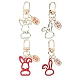 KOMBIUDA 4 Stück Schlüsselanhänger Jahr Des Hasen Robuster Hasen Schlüsselring mit Cartoon Motiv Leichte Glücksbringer für Tasche und Rucksack Chinesisches Neujahrsdekor