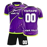 Personalisiertes 2-Peice Fußball Trikot & Shirts Set Benutzerdefiniert Trikot Fussball mit Eigenem Namen Nummer Team LogoTrikot Fußball Geschenke für Kinder Jungen Herren