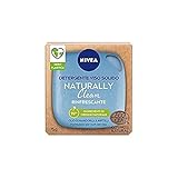 NIVEA NATURALLY CLEAN Festes Gesichtsreiniger, erfrischend, 75 g, Feststoffreiniger 99% natürlich mit Mandelöl und Heidelbeeren, Reinigungsmittel mit veganer Formel