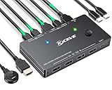 KCEVE USB-C KVM Switch für 1 Typ-C- und 1 HDMI Computer, KVM Typ-C Umschalter Unterstützt 4K @ 60Hz, die Tastatur, Maus und Monitor teilen, unterstützt 87 W PD-Schnellladung