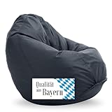 Bruni Sitzsack Classico L in Grau – XXL Sitzsack für Erwachsene mit Innensack, Abnehmbarer Bezug, lebensmittelechte EPS-Perlen als Bean-Bag-Füllung, aus Deutschland