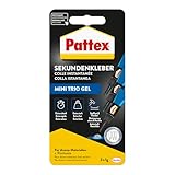 Pattex Sekundenkleber Ultra Gel Mini Trio, extra starker & flexibler Superkleber in 3 Tuben, Sekundenkleber Gel für z. B. Gummi, Leder, Holz, 3x 1 g Tube, 9H PSMG3