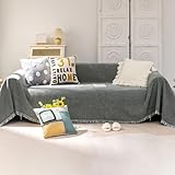 VClife Couchbezug, übergroße Sofabezüge für Sofa, rutschfest, Chenille, Couchüberzüge für 3 Kissen, Couch, haustierfreundlicher Schonbezug für Hund, waschbarer Möbelbezug für Sofa, Dunkelgrau, 231 x