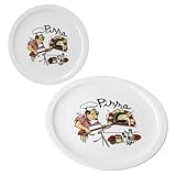 MamboCat 2er Set Luigi Pizzateller I Ø 30,5 cm I für 2 Personen I weiße große Pizzateller aus Porzellan mit Pizza-Bäcker Motiv I für Pizzen oder zum Anrichten I Speiseteller