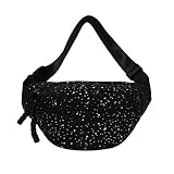 Cord Bauchtasche, Modische Umhängetasche, Crossbody Gürteltasche für Outdoor Sport und Reise, Schwarz