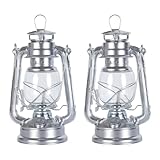 Meleg Otthon Petroleumlampe,Öllampe für Indoor,Silber Sturmlaterne Petroleum,Haus, Outdoor,Camping, Garten (Silbrig)