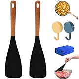 Facilitatek Multifunktions-Spatel, Kochlöffel, Facilitatek Silikonlöffel, für antihaftbeschichtetes Kochgeschirr, Küchenutensilien (2 Stück, schwarz)