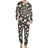 Dyscalibro Herren Rundhals Pyjama Set, Darts Target Pyjamas für Männer, Herren Pyjama mit Taschen