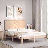 LAPOOH Massivholzbett mit Kopfteil, Bettgestell, Jugendbett, Schlafzimmer Bett, Bed Fram - 3193636