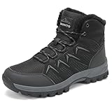 DANNTO Herren Warme Gefütterte Winterschuhe Winterstiefel Wanderschuhe Trekkingschuhe Draussen Schneestiefel (Schwarz-C,45)
