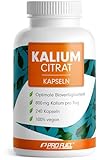 Kalium Kapseln 240x - optimal hochdosiert: 2240 mg Kaliumcitrat pro Tag, davon 800 mg elementares Kalium (Potassium) - hohe Bioverfügbarkeit - laborgeprüft mit Zertifikat - Vorrat für 120 Tage