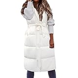 Softshell Weste Damen Hooded Leichte Gesteppte Weste Jacke Daunenweste Weste Warmer Daunenmantel Lange Dicker Lose Slim Zip Für Mädchen Winter Outdoor Klettern Reisen Gilet