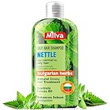 Milva Brennnessel Shampoo für fettiges Haar - 200ml Anti-Fett Haarshampoo gegen Schuppen & fettige Kopfhaut, Tiefenreinigung & Volumen, natürlich mit Brennnessel-Extrakt, ohne Silikone & Parabene