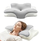 EGGUITAR Ergonomisches Memory Foam Nackenkissen – Orthopädisches Kopfkissen mit Abnehmbarem Bezug, Perfekt für Rücken-, Seiten- und Bauchschläfer (Light Gray)